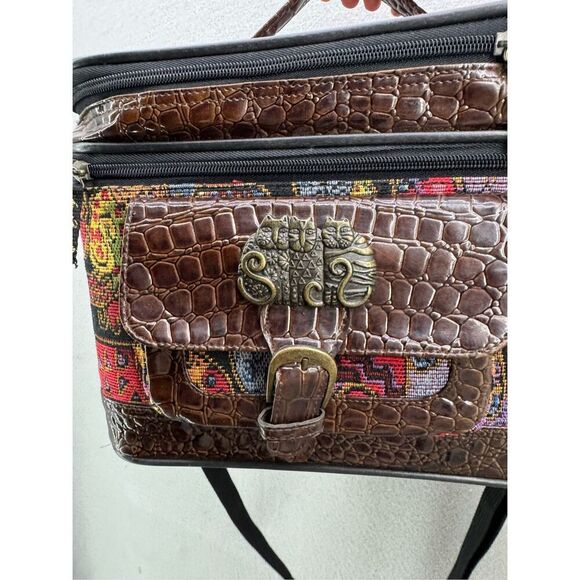 Laurel Burch Womens Multicolor Cat Faces Travel Cosmetic Makeup Train Case - Picture 3 of 12